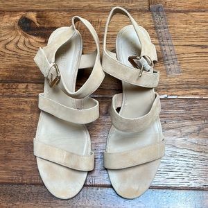 JCrew three strap block heel sandals